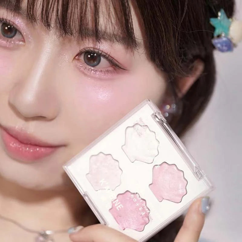 Shell Eyeshadow Palette Sparkling Pearlescent Glitter Eye Shadow Plate Diamond Highlight Eye Makeup Cosmetic for Autumn Winter Zpaxo
