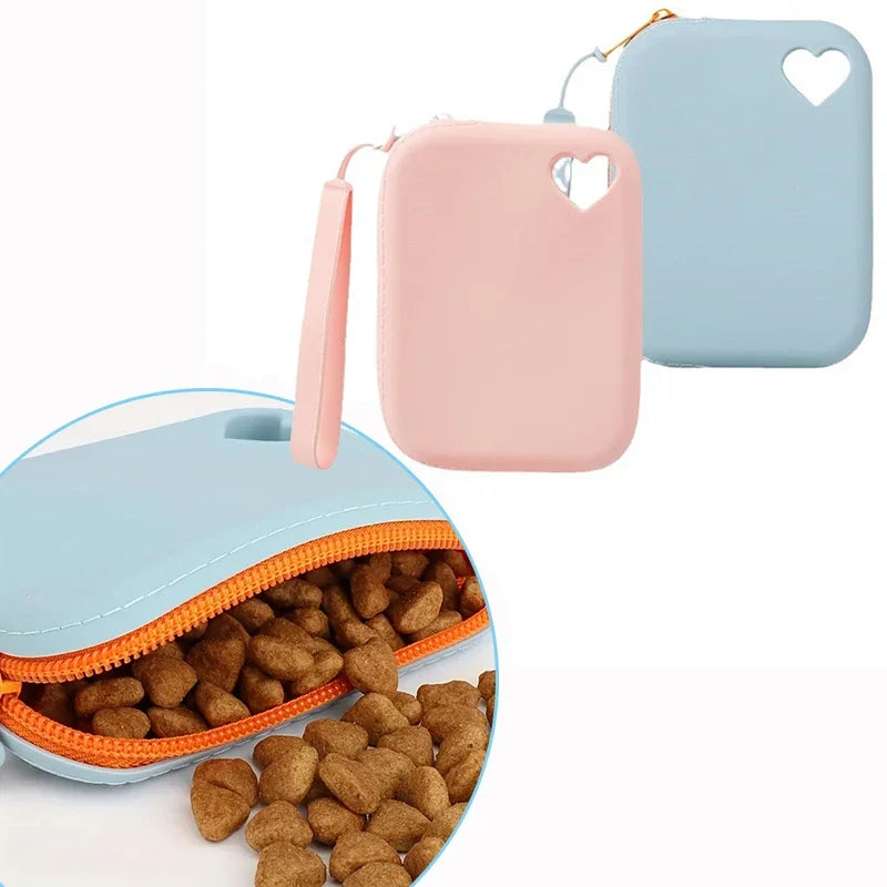 1PC Silicone Dog Treat Bag Pet Snack Bag Travel Portable Training Pet Walking Bag Pet Accessories Dog Food Reward Storage Bag Zpaxo