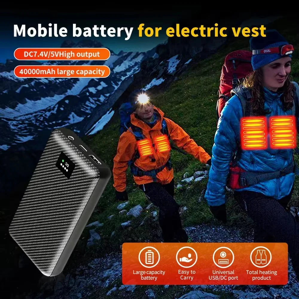 50000mAh PowerBank for Heating Vest Jacket Gloves Heated Auxiliary Battery DC7.4V Portable Powerbank Electric Heating Equipment Zpaxo