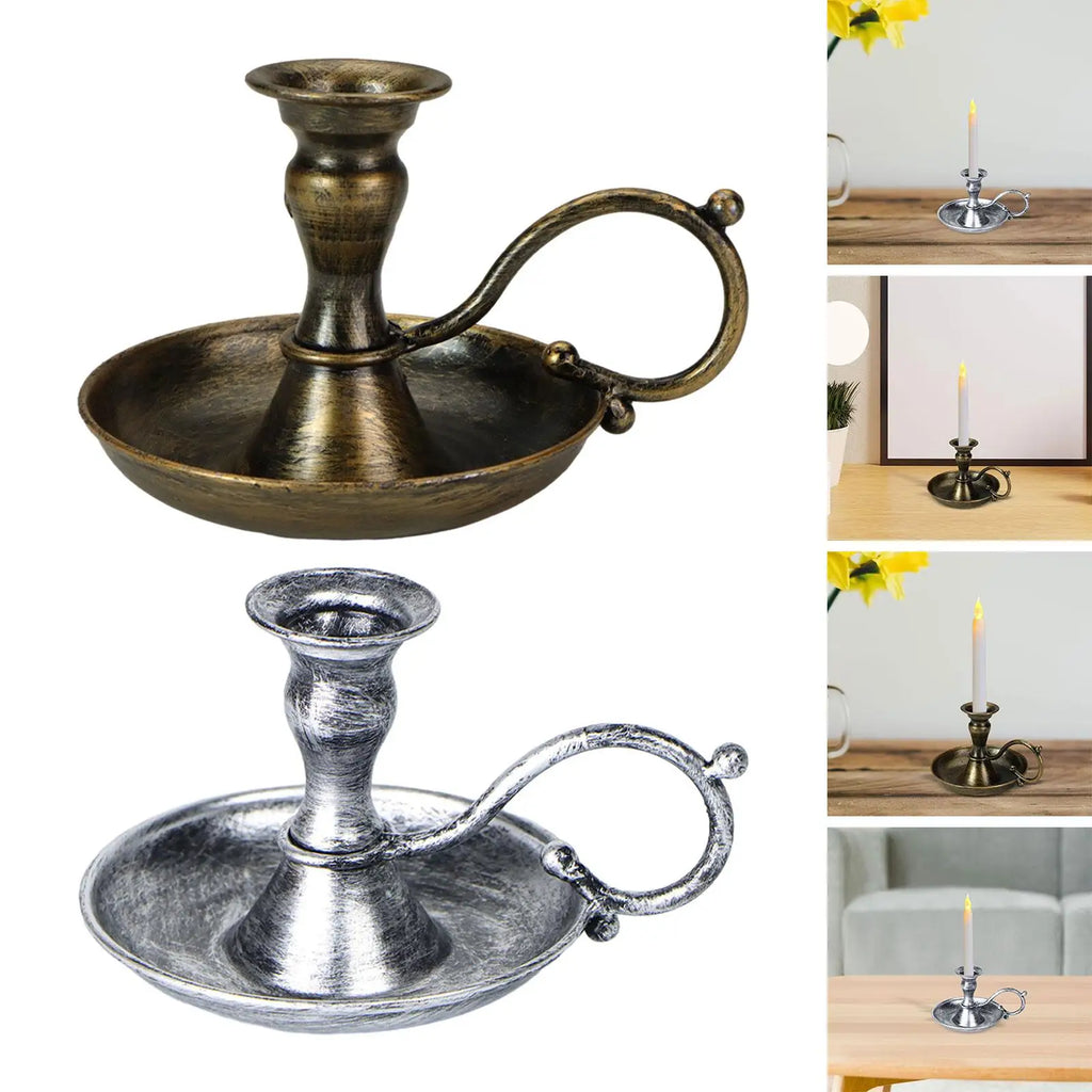 Retro Handheld Metal Candlestick Holder – European Vintage Style Candle Holder Zpaxo