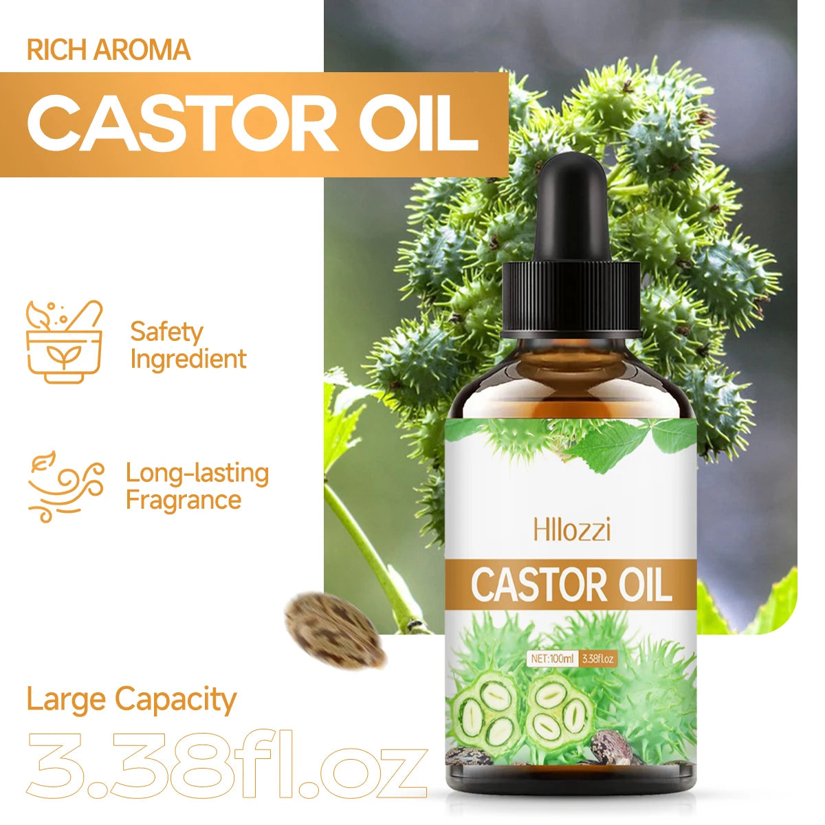 100ml/30ml castor oil pure essential oil skin care hair care can make hair smoother aromatherapy aromatherapy essential oil Zpaxo