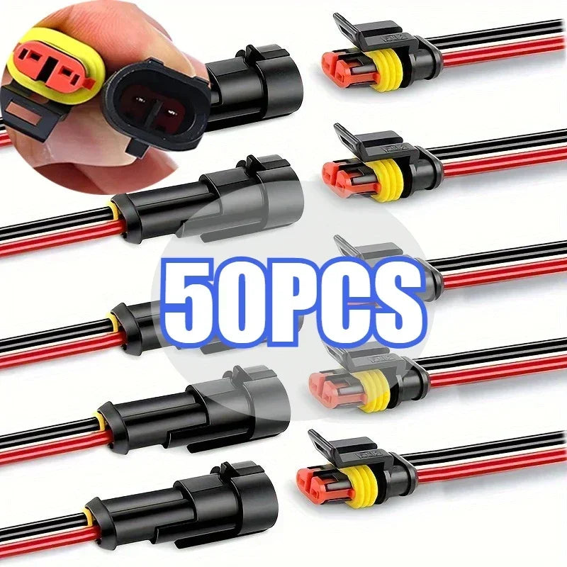 Waterproof 2 Pin Wire Connectors - 20 AWG Automotive Connector Kit for Car, Truck, Motorcycle, and Marine Boat Zpaxo 50PCS-25pair