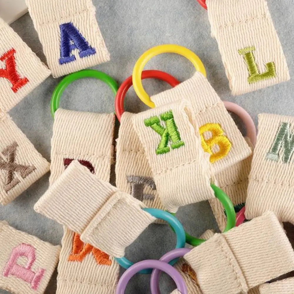 Keys Organizer 26 Letter Key Chain Ring Embroidery Alphabet Car Zpaxo