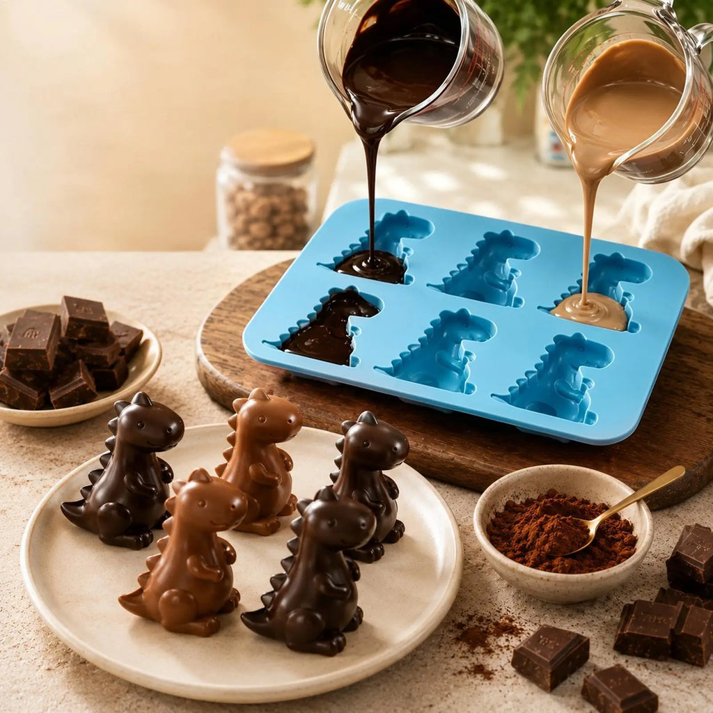 Dinosaur Ice Cube Tray 6 Cavity Easy Release Silicone Mold Large