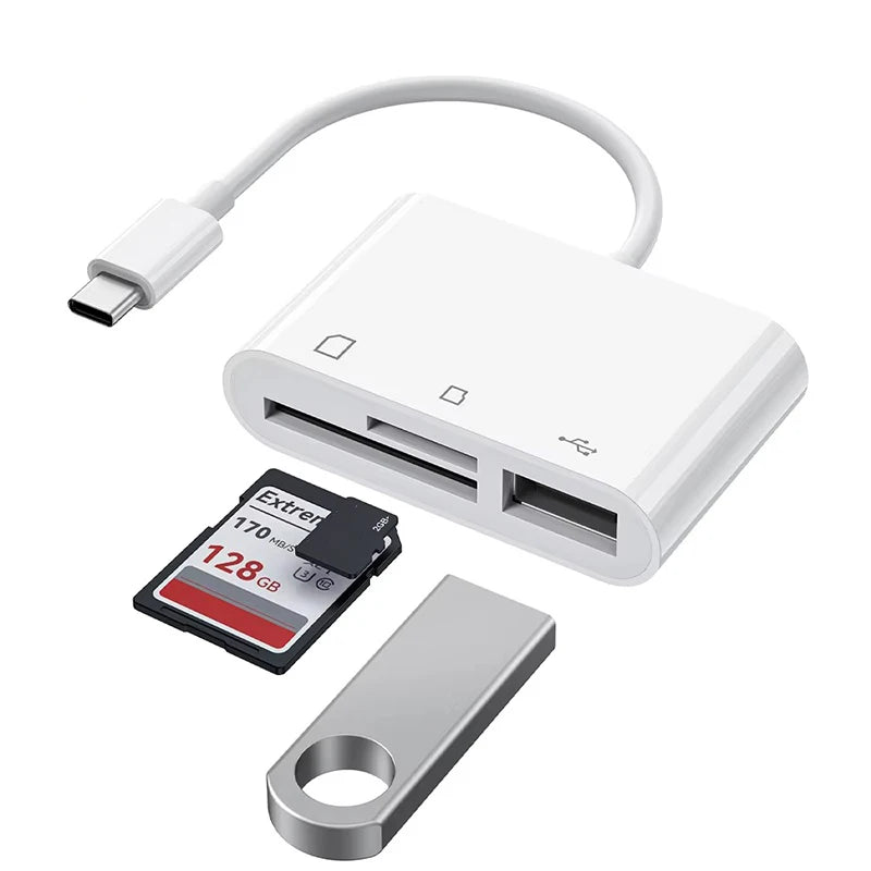1 Card Reader Type-c SD TF CF Memory Adapter Camera Iphone Xiaomi Zpaxo
