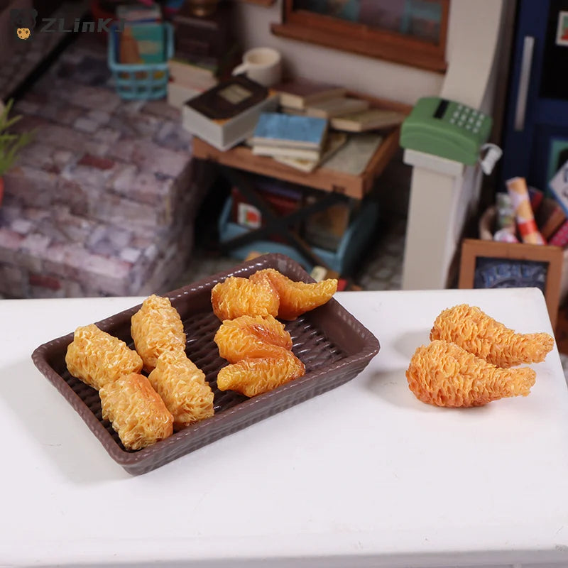 ▶1Set Mini Simulation Fried Chicken Miniatures Food Doll House Decor DIY Supplies Model Food Ornament Toy Dollhouse Accessories Zpaxo