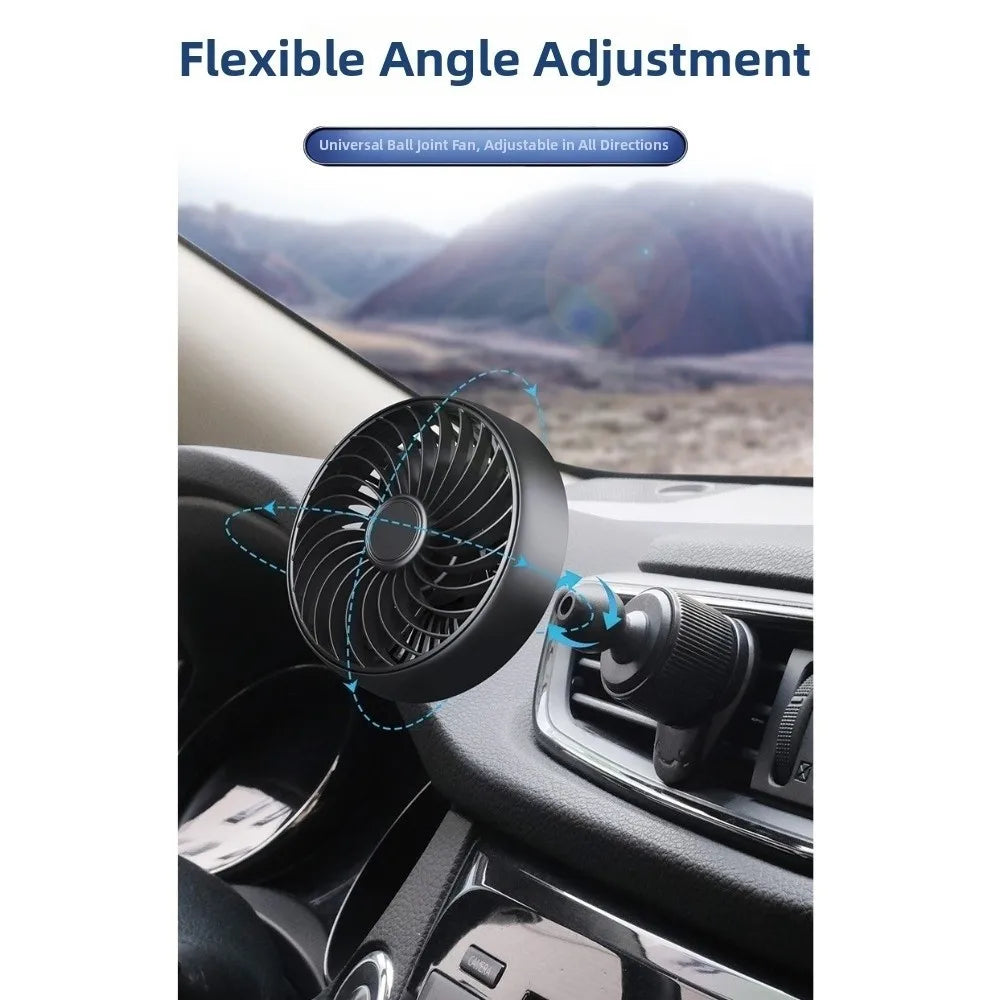 360 Degree Car Air Outlet Fan Adjustable Speeds Comfort Circulation Zpaxo