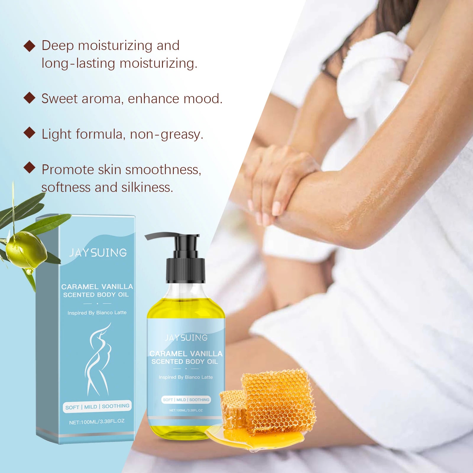 Caramel Vanilla Body Oil – Moisturize, Repair & Smooth Skin Body Care Oil Zpaxo