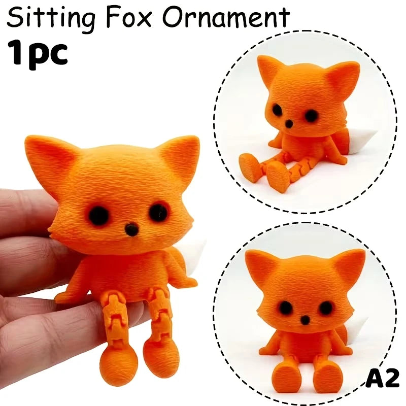 3D Printed Rabbit Ornament With Movable Joint Posable Doll Figure Fox Bear Hippo Statue Desktop Decor Holiday Gift Easter Decor Zpaxo A2
