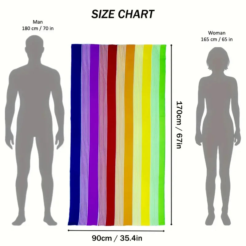 Extra Large Rainbow Stripe Beach Towel Soft Microfiber Quick-dry Wrap