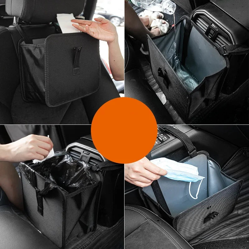 Car Trash Can Folding Portable Multifunctional Seat Back Hanging