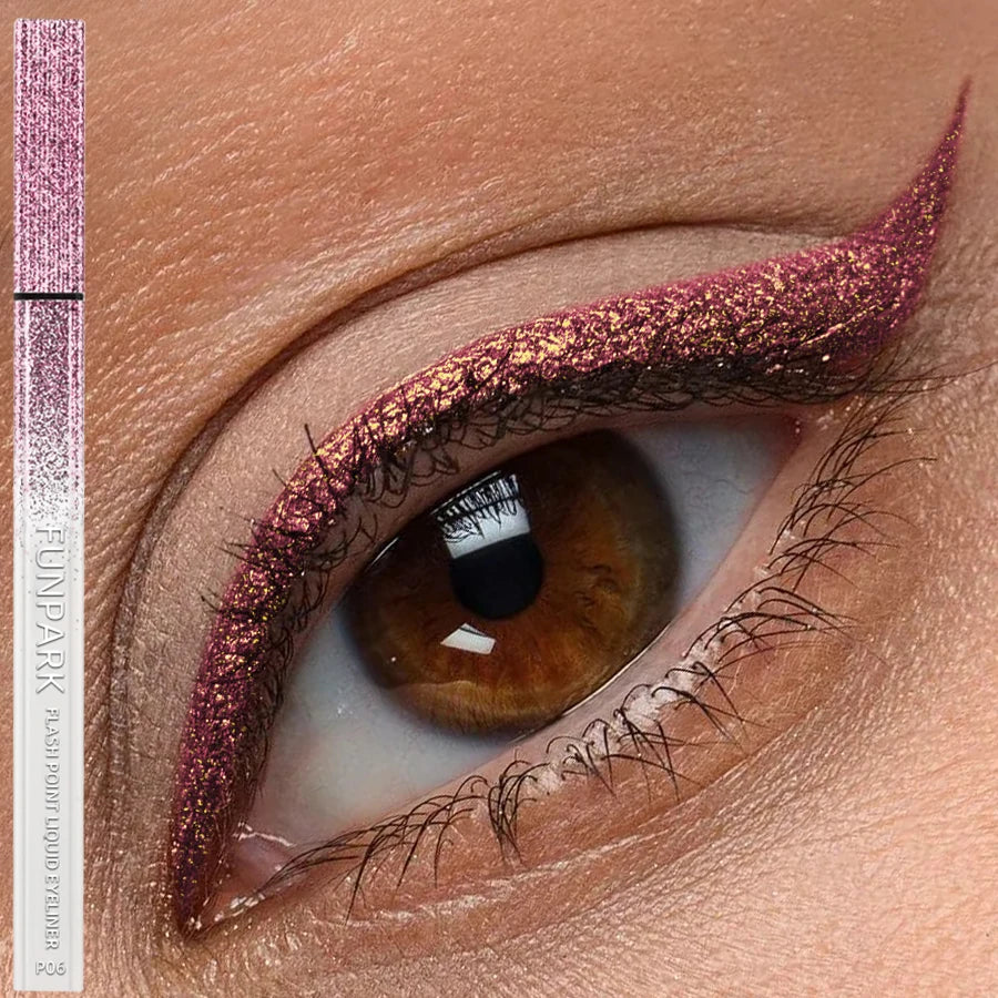 Ultra-fne Glitter Pink Eyeliner Waterproof Liquid Korean Makeup Women