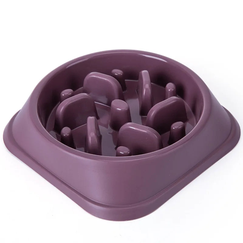 Pet Dog Slow Feeder Bowl Non Slip Puzzle Anti-gulping Slower Food Zpaxo Purple