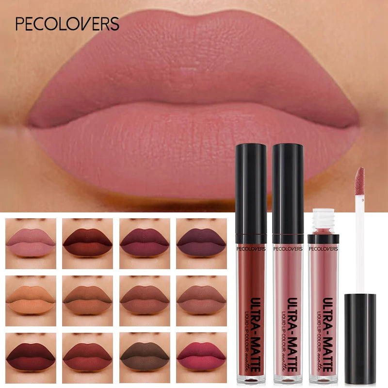 Matte Liquid Lipstick Waterproof Long Lasting Velvet Mate Nude Brown Red Lip Gloss Lint Tube Makeup Cosmetic Lipsticks Lipgloss Zpaxo