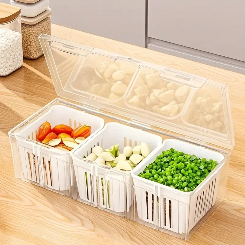 Compartment Food Storage Containers, Square Transparent Bento Box Set for Refrigerator,Salad Fruit Vegetable Condiment Organizer Zpaxo