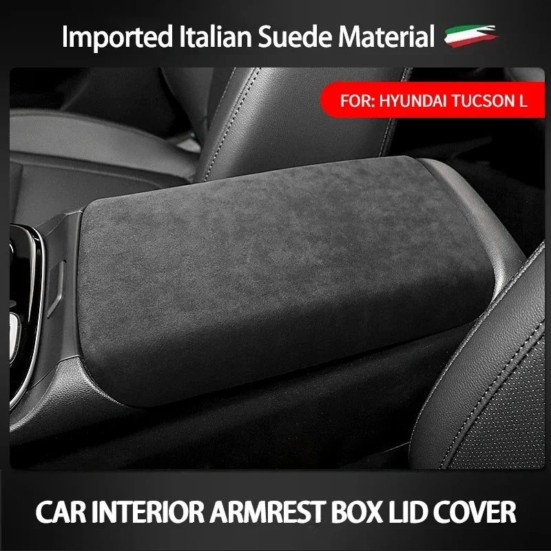 Alcan tara For Hyundai Tucson 2019 2021 2022 2023 Car Armrest Storage Box Panel Pad Cover Center Console Box Lid Interior Trim Zpaxo Default Title