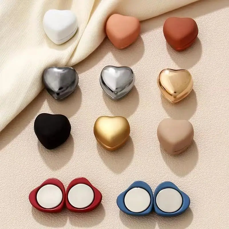 2/5pcs random Heart-Shaped Magnetic Clips – Multi-Color Detachable Magnets for Shirts, Scarves, DIY Accessories Zpaxo