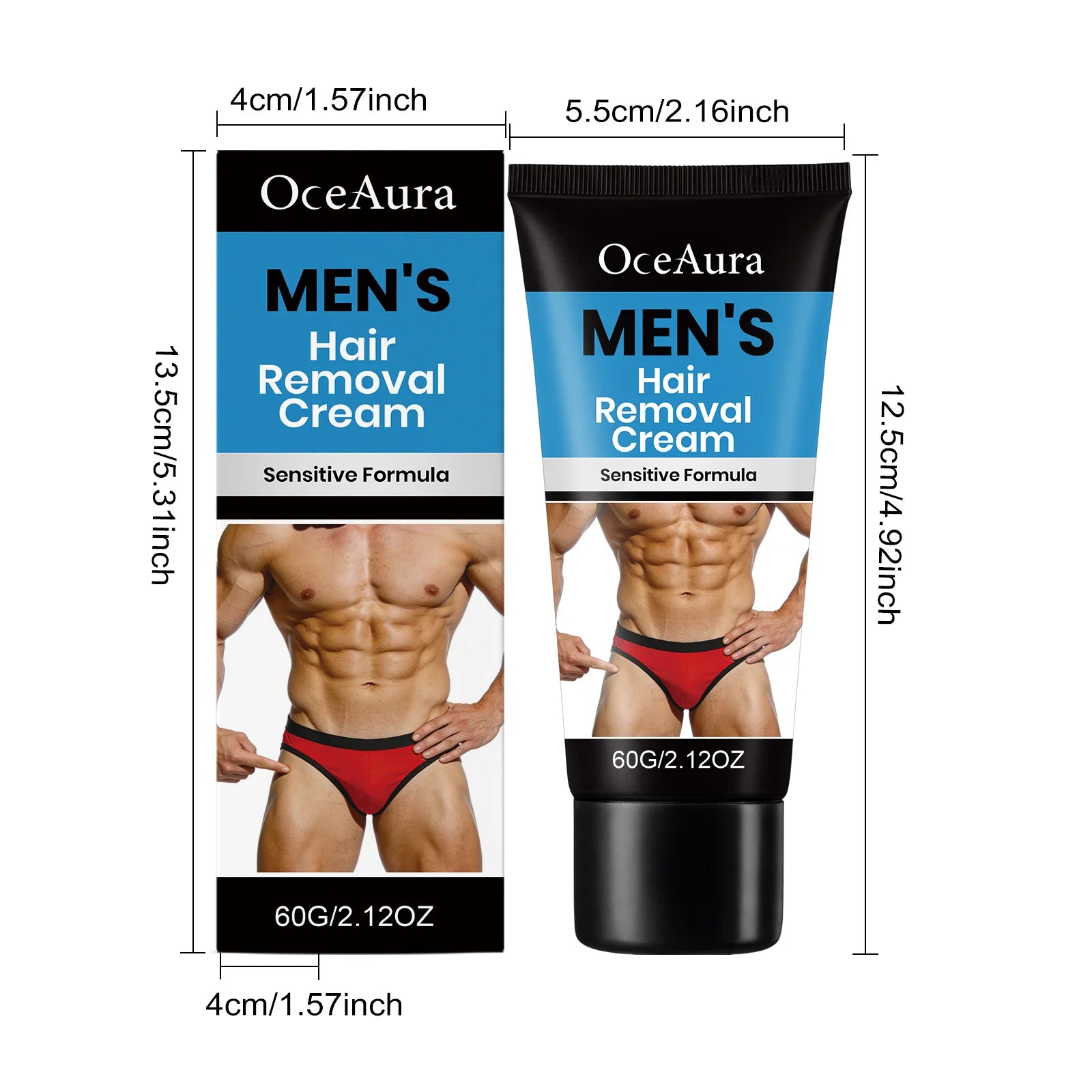 OceAura Men's Painless Hair Removal Cream | Body Depilatory Depilatory Cream Zpaxo 60g Boxed