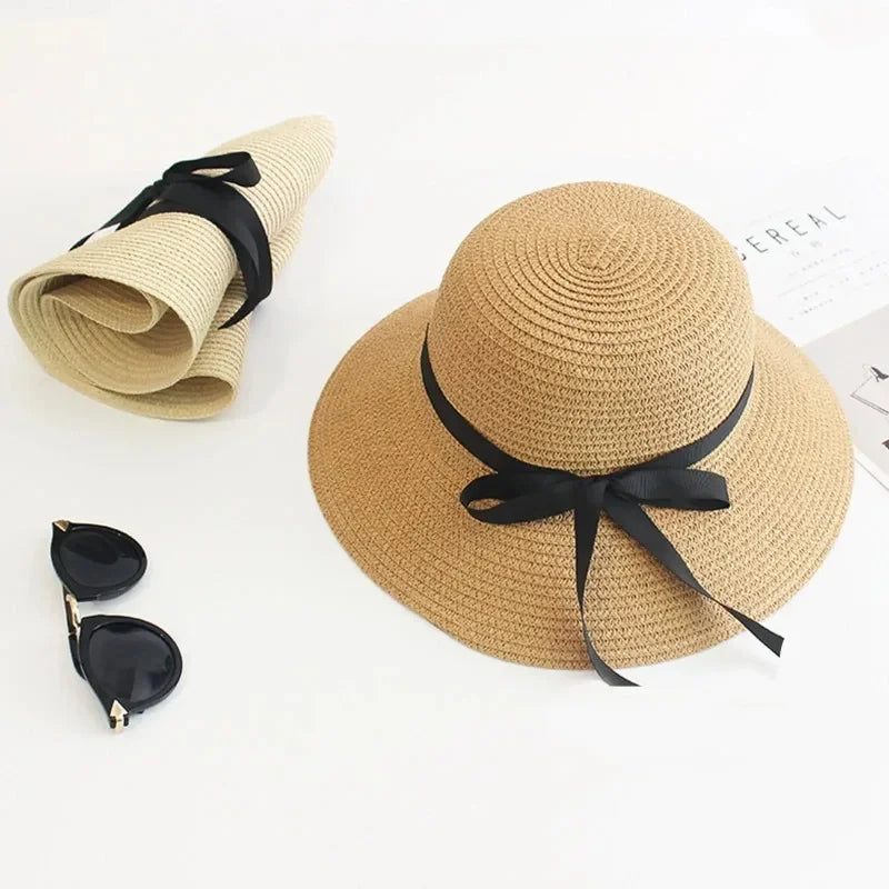 Summer Straw Hat Big Wide Brim Foldable Beach Sun Floppy Block UV