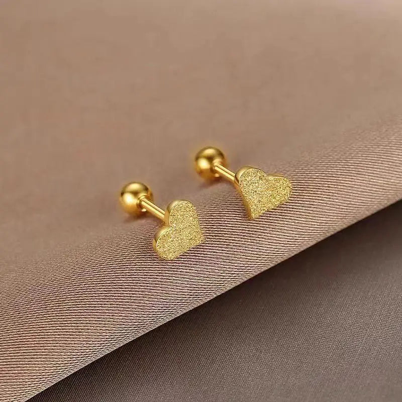 Fashion Stainless Steel Frosted Four-leaf Clover Stud Earrings Women Zpaxo