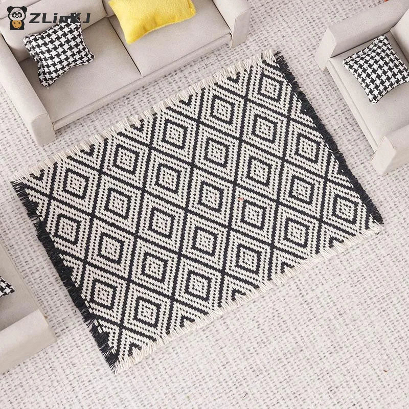 ▶1:12 Dollhouse Miniature Model Toy Carpet Blanket Furniture Home Model Decor Toy Doll House Accessories Zpaxo