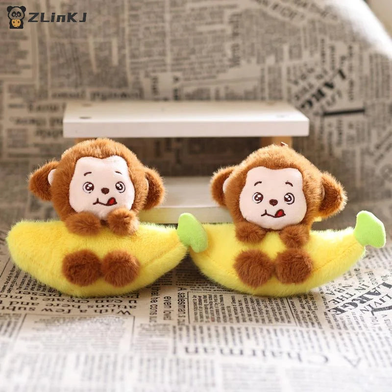 ▶1PCS 15cm Adorable Banana Monkey Keychain Charm Cute Monkey Plush Ornament Soft Bag Pendant For Boys Gifts Zpaxo