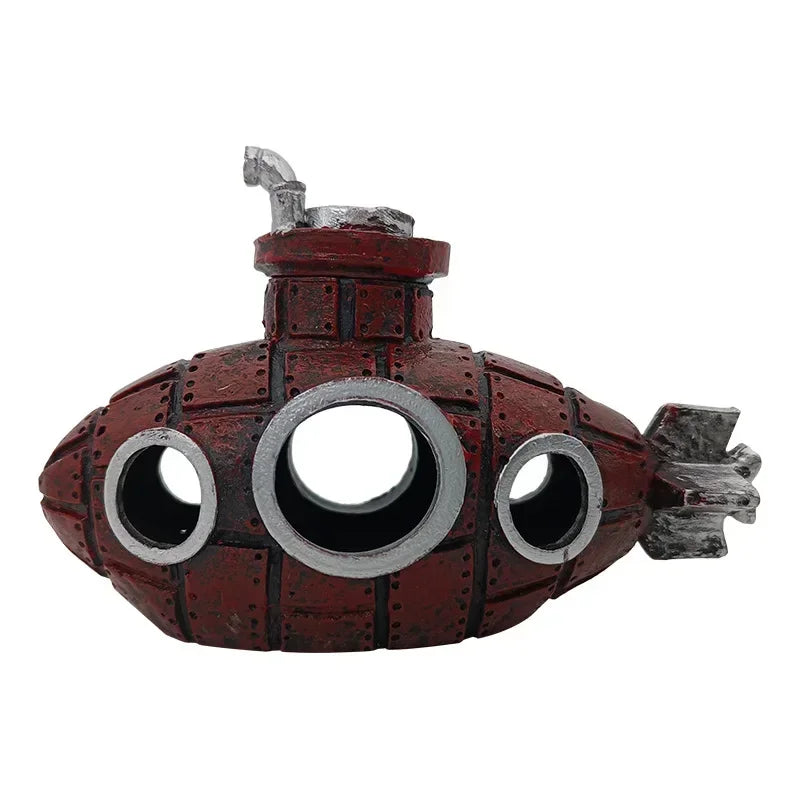 Resin Submarine Aquarium Ornament – Fish & Shrimp Cave Decor
