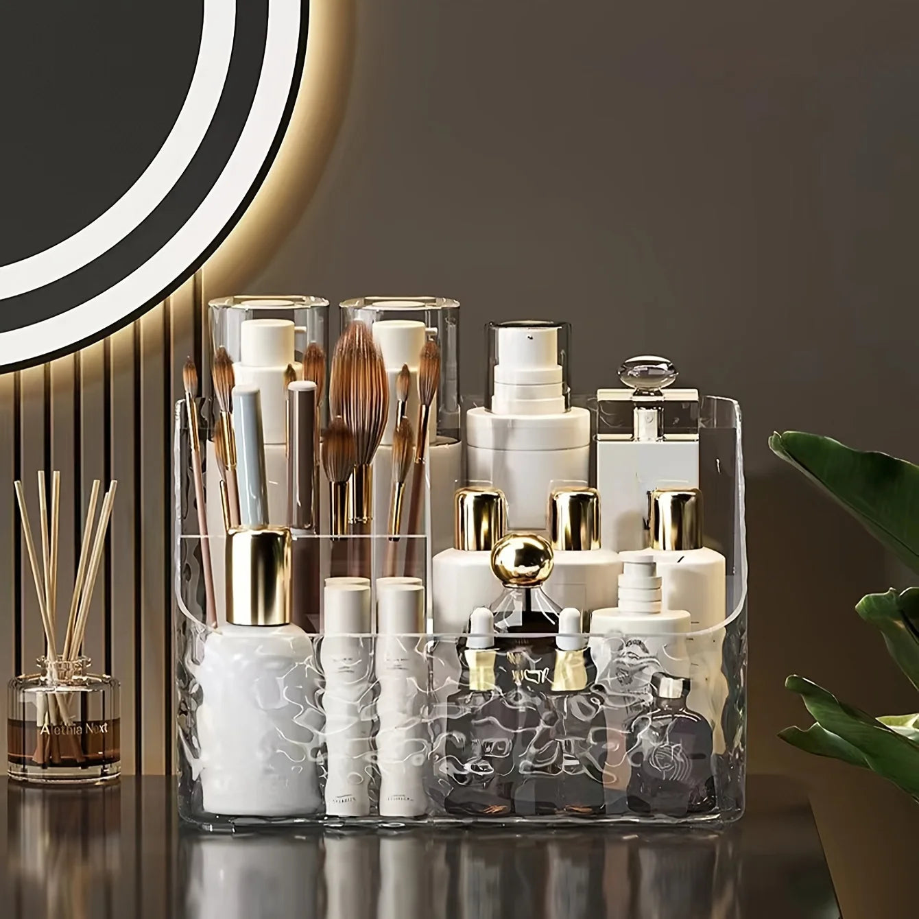 4-Compartment Clear Acrylic Makeup & Desk Organizer Storage Box Acrylic Desk Organizer Zpaxo