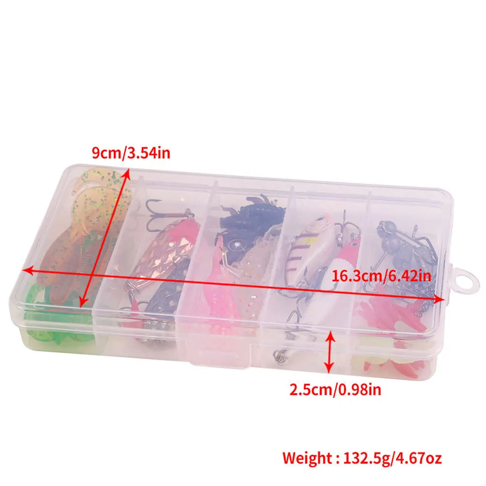Fishing Lure Soft Hard Bait Hooks Swivels Tackle Box Bass Pike Crank