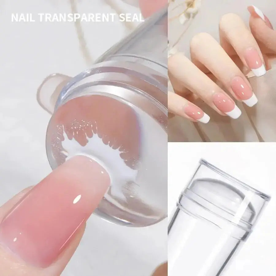 Nail Stamping Plates Pure Clear Jelly Nails Art Stamper Scraper Set Print Silicone Marshmallow Design Manicure Accessories Tool Zpaxo