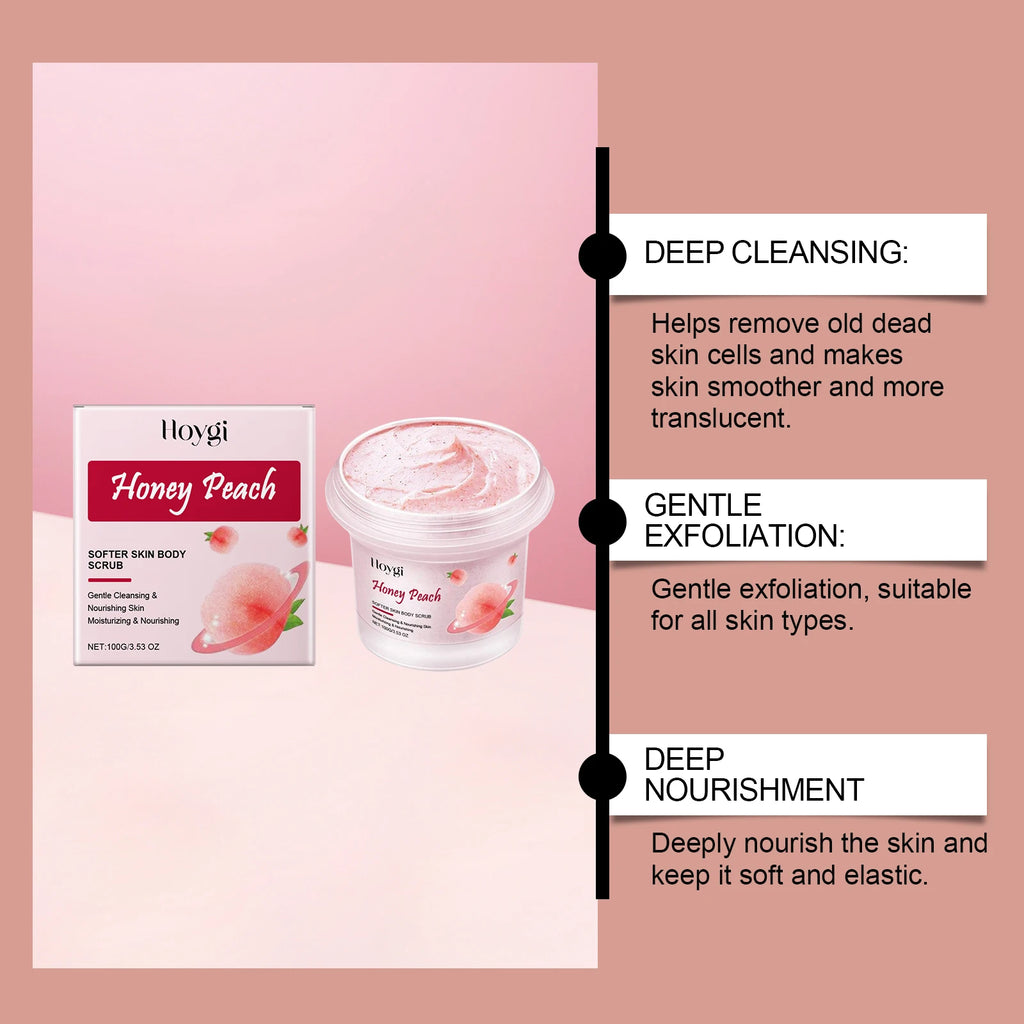 Honey Peach Body Scrub – Exfoliating & Brightening Skin Cleanser Body Scrub Zpaxo