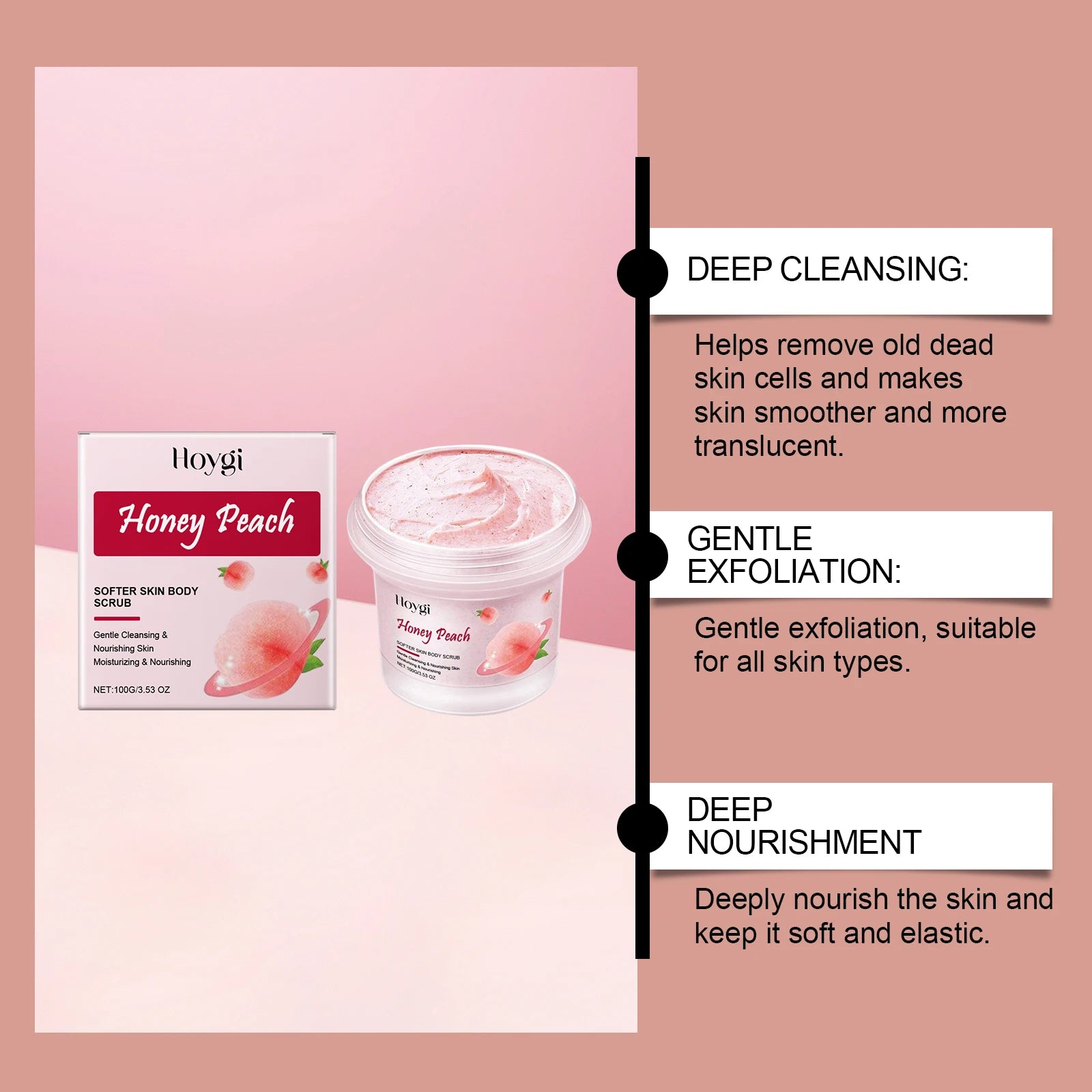 Honey Peach Body Scrub – Exfoliating & Brightening Skin Cleanser Body Scrub Zpaxo