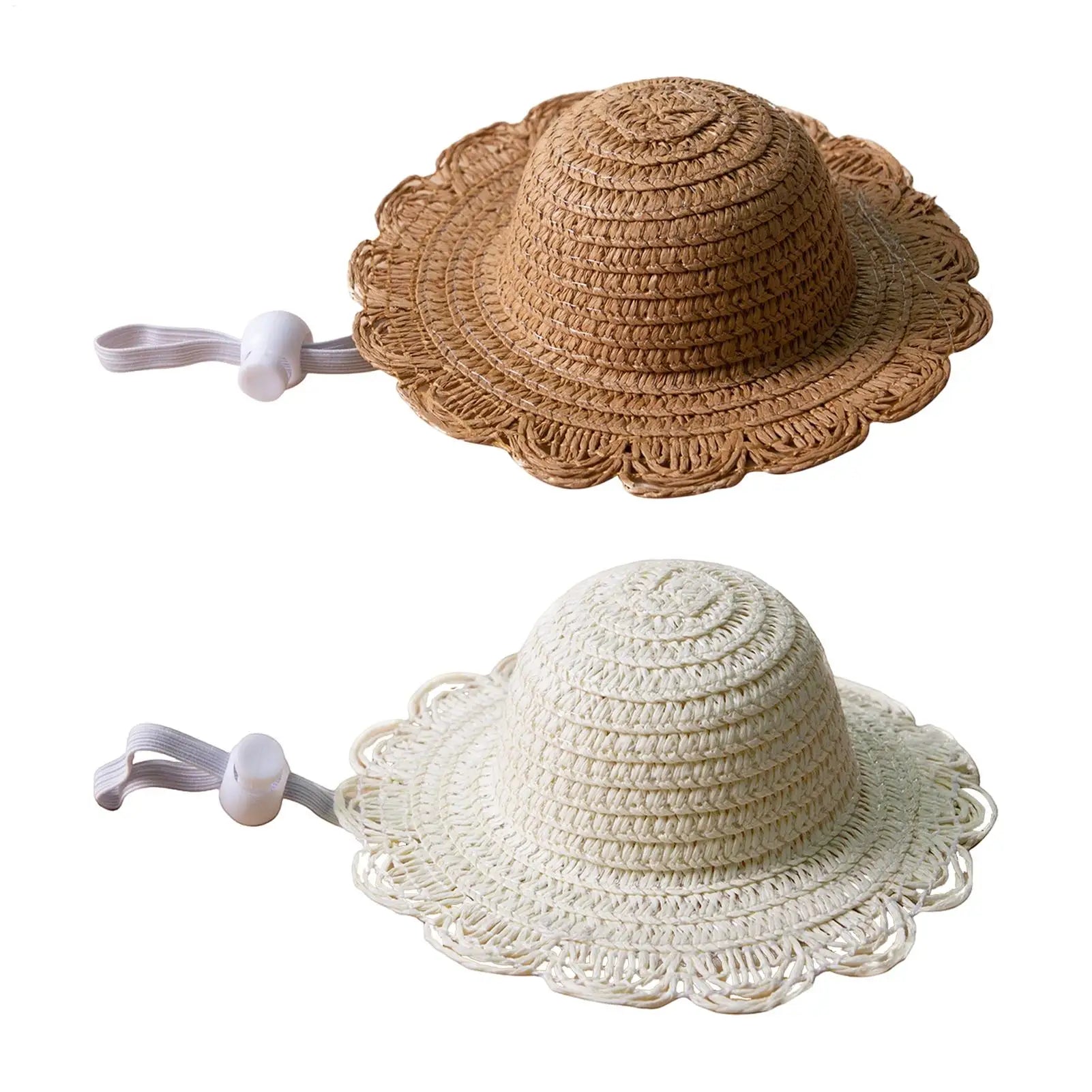 Dog Straw Hat Cute Adjustable Pet Woven Hat Dog Decorative Hat Photo Prop Dog Cat Sunshade Caps Run Straw Hat For Small Dog Cat Zpaxo