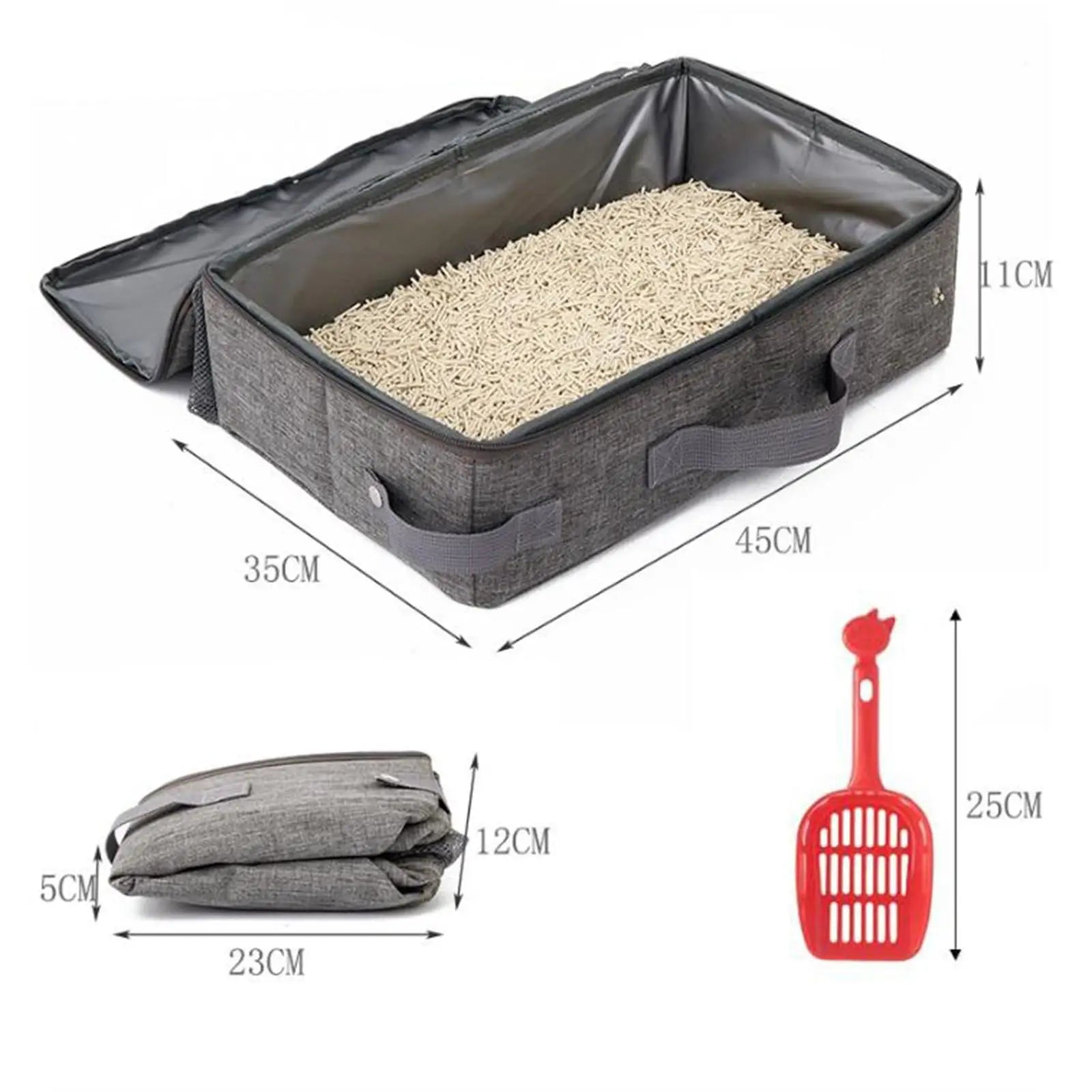 Foldable Cat Litter Box for Travel Cat Litter Box Waterproof with Zipper Lid Zpaxo