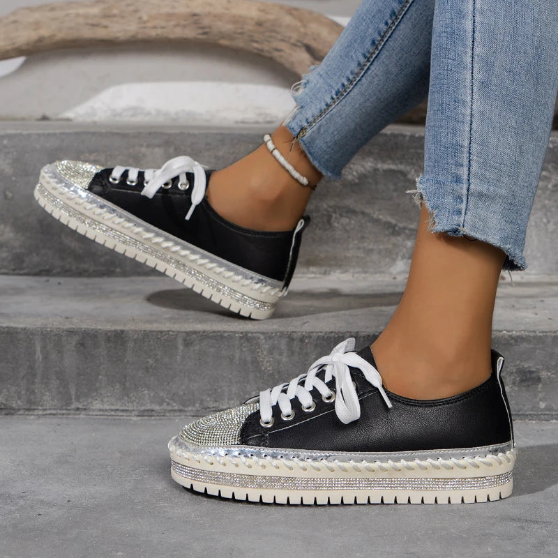 Women Sneakers Round Toe Ballet Flats Platform Shallow Creepers Dress