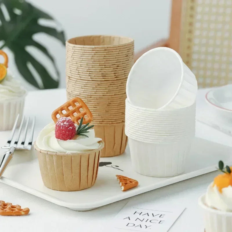 New 50pcs Muffin Cupcake Paper Cup Oilproof Cupcake Liner Baking Cup Tray Case Caissettes Cupcake Wrapper Paper Wedding Party Zpaxo