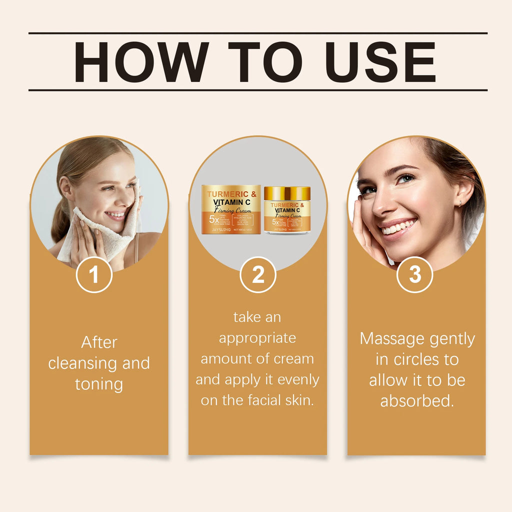Jaysuing Turmeric Vitamin C Face Cream Smooth Out Reduce Wrinkles Moisturizing Brightening Firming Skin Lighten Dark Spot Makeup Zpaxo