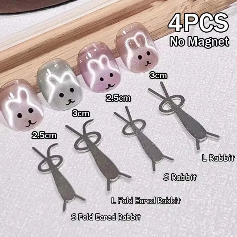 Rabbit Shaped Cat Eye Magnet Flexible Iron Wire Creating Heart Effect Zpaxo 4Pc Mixed No magnet