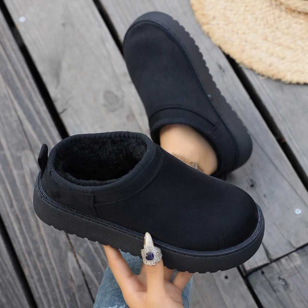 Snow Boots for Women 2026 Winter New Warm Thick Soles Boots Without Heel-covered Hair Half Slippers Cotton Shoes for Women Zpaxo