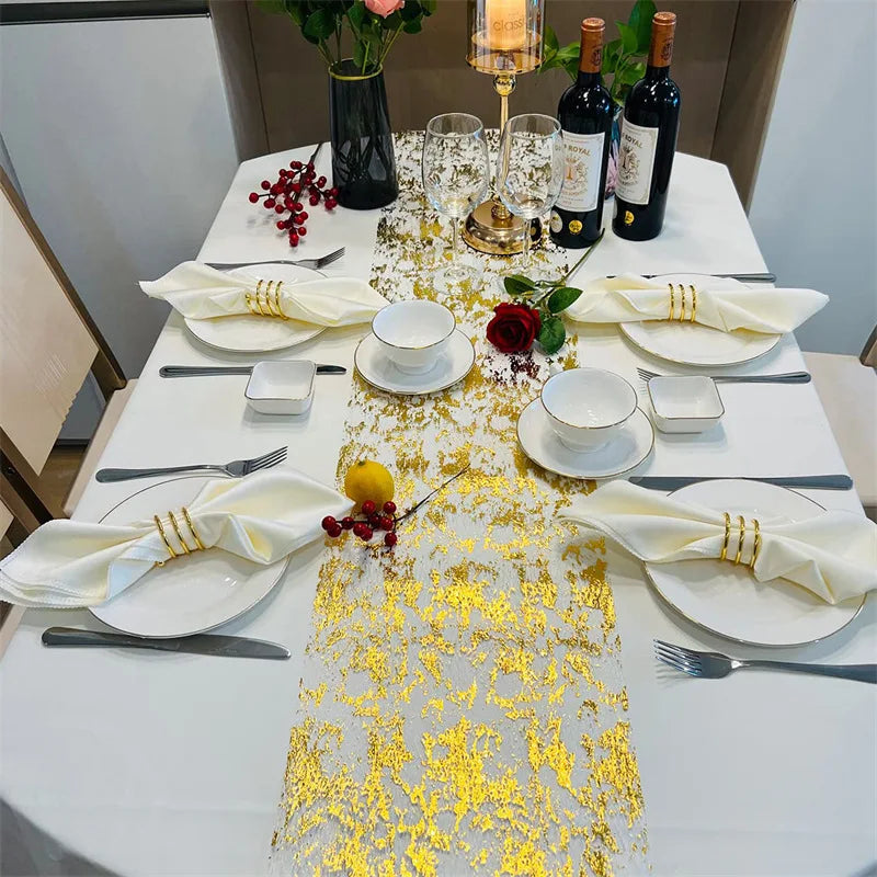Gold Table Runner Metallic Glitter Cloths Roll Rectangle Birthday