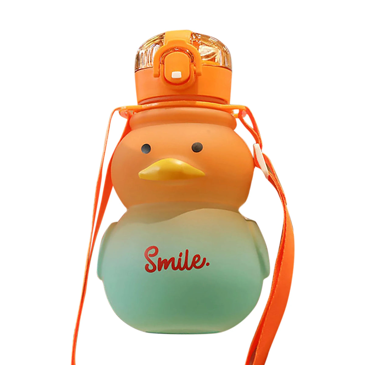 Cute Water Bottle Girls Straw Portable Children's Kawaii Duck Kettle Zpaxo Orange 650ml