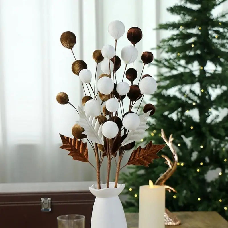 Christmas Tree Ornament Stem Delicate Velvety Ball DIY Wreath