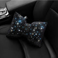 Rhinestone Crystal Bow Car Headrest Bling Neck Rest Bowknot Pillow Zpaxo black
