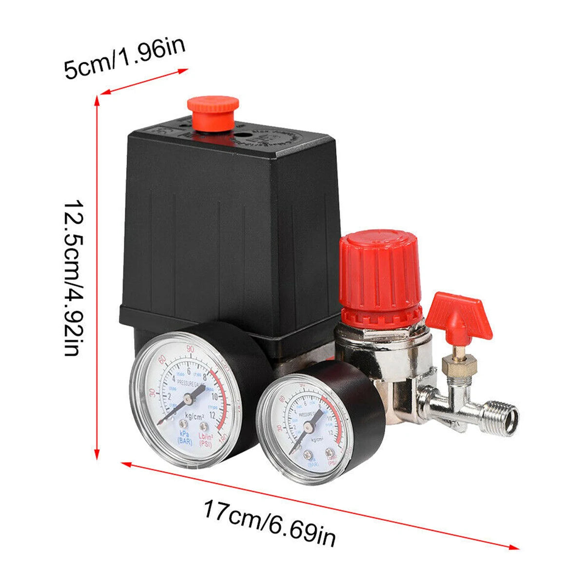 Air Compressor Pressure Switch 90-120PSI Safety Valve Control Manifold Regulator Gauges Safety Valve 1/4"BSP Pneumatic Tool Part Zpaxo