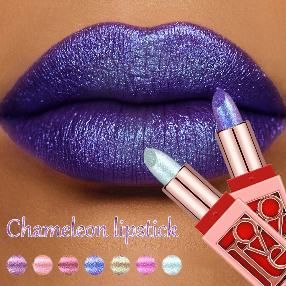 Metallic Green Chameleon Lipstick Changing Shimmer Glitter Diamond Zpaxo