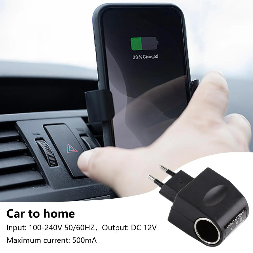 12 Volt Car Adapter 220V 12V LED Indicator Converter Black Automotive