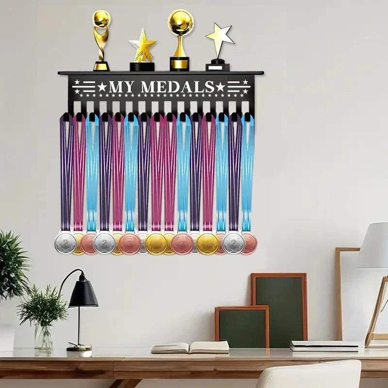 Medal Hanger Display Rack Wall Mount Metal Trophy Ribbons Medals