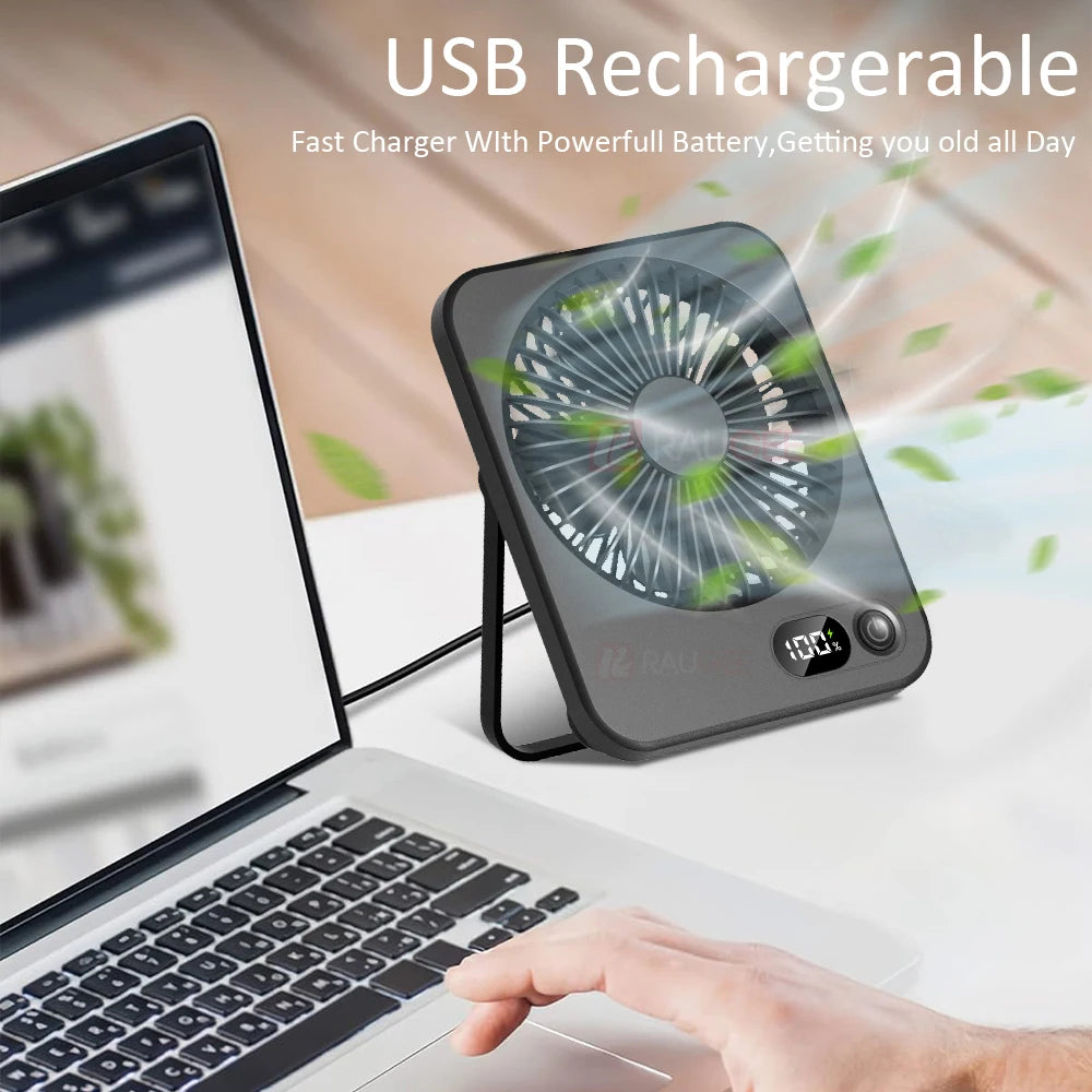 Mini Portable Fan USB Desk Foldable Table Fans 5 Speeds Powerful Wind