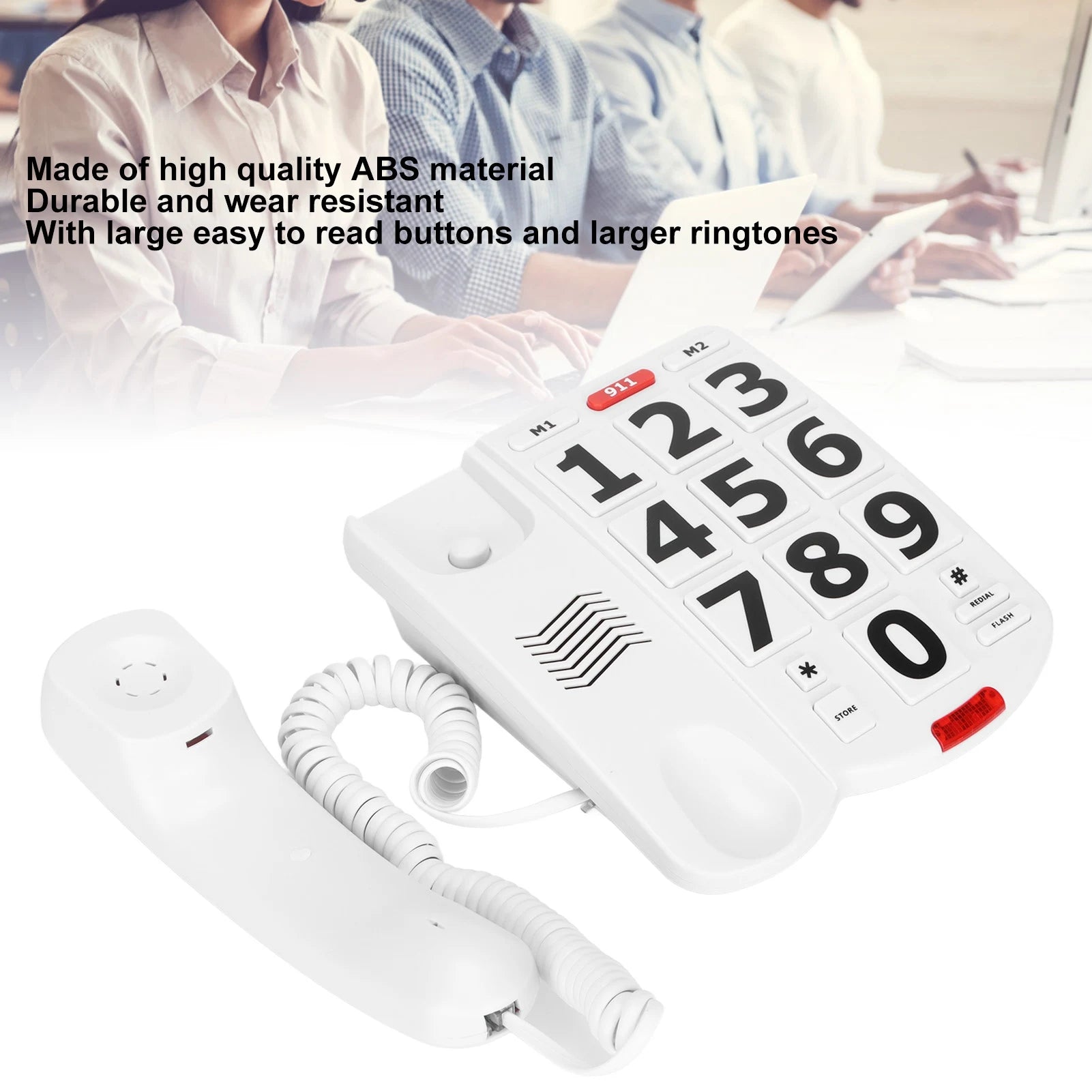 Big Button Phone Wired Landline Easy Read Buttons Loud Ringtones