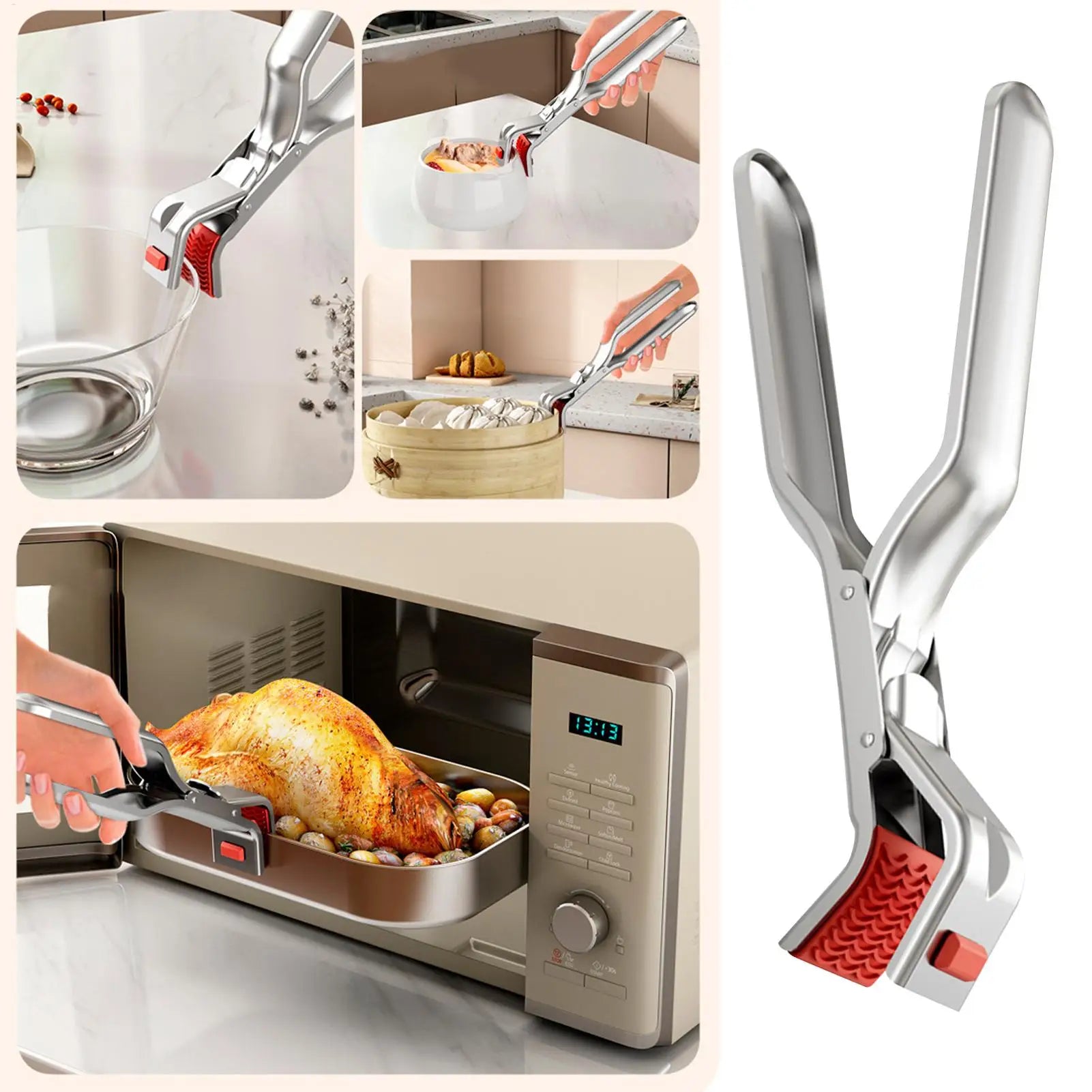 Hot Dish Plate Clip Anti-Scald Bowl Clip Gripper Ergonomic Handle Bowls Clamp Holder for Frying Pans Air Fryers Steamers Ovens Zpaxo
